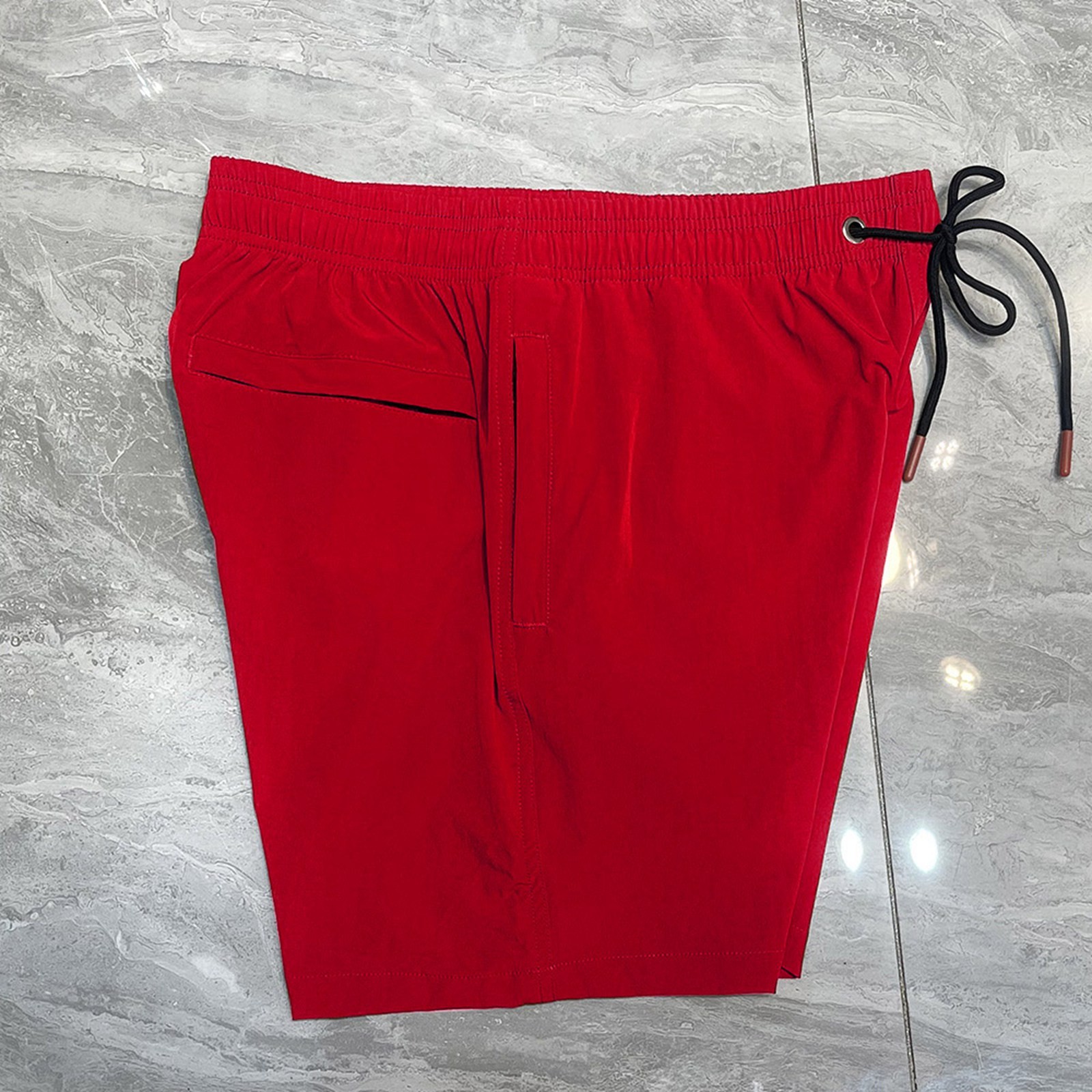 thumbnail image 4 of Pantalones de playa de nylon elástico en 4 direcciones para hombre - Pantalones cortos de baño holgados de talla grande con bolsillos - Cintura elástica transpirable para resorts costeros, 4 of 7